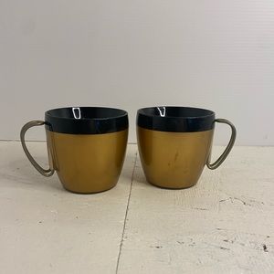 Vintage Mid Century Modern Westbend Thermo Plastic Coffee Mug Gold and Black